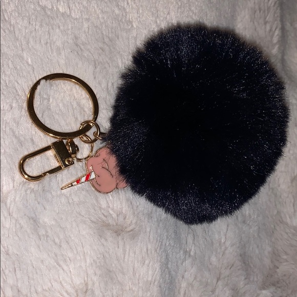 Fun Black Faux Fur Key Chain/ Purse Charm - Picture 2 of 3